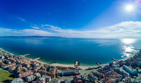 Panoramic Bird Eye View Small Ancient Resort Town Pomorie Old — Stock Photo, Image