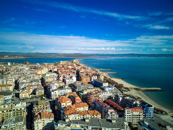 Panoramic Bird Eye View Small Ancient Resort Town Pomorie Old — Photo