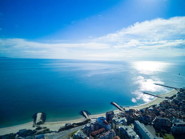 Panoramic Bird Eye View Small Ancient Resort Town Pomorie Old — стоковое фото