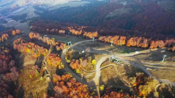 狭い道路や秋の森を持つ高地や丘 — ストック動画