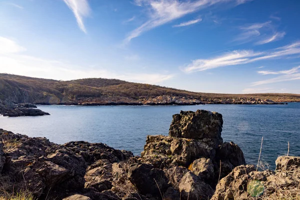 Tranquillo Paesaggio Balneare Bulgaro Con Tranquillo Blu Riflettente Mar Nero — Foto Stock