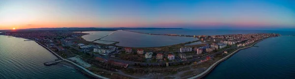 Panoramic Bird Eye View Small Ancient Resort Town Pomorie Old — Stock Photo, Image