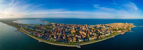 Панорамный Вид Высоты Птичьего Полета Небольшой Старинный Курортный Город Поморие — стоковое фото