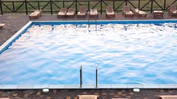 Top View Large Deep Pool Clear Transparent Cool Water Small — Stockvideo