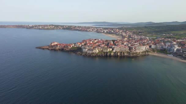 Birds Eye View Modern Historic Small Town Sozopol Variety Cozy — Stok video