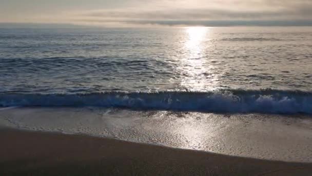 Calm Blue Boundless Black Sea Cool Water Reflecting Light Sandy — Stock Video