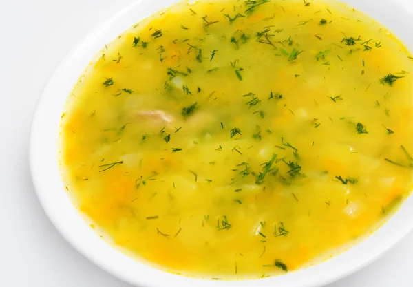 Суп в мисці ізольований — стокове фото