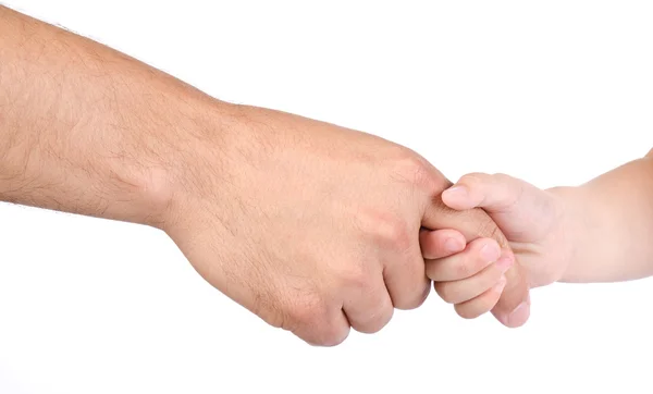 Çocuk babasının parmağını tut — Stok fotoğraf