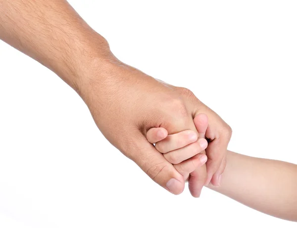 El niño coge la mano del padre — Foto de Stock
