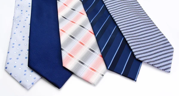 Five ties isolated on a white — Stock Photo, Image