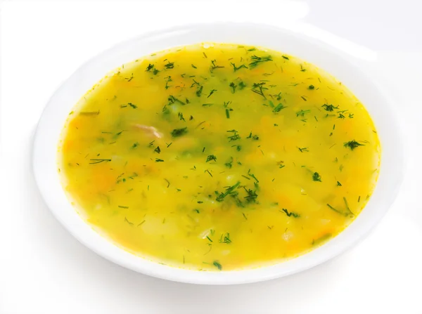 Suppe in Schüssel isoliert — Stockfoto