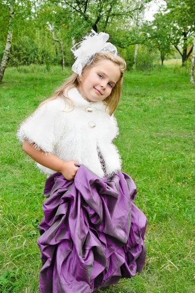 Ritratto di graziosa bambina in abito da principessa — Foto Stock