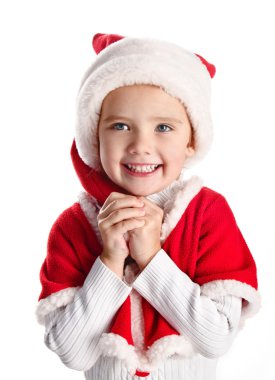 küçük kızla mutlu Noel şapka