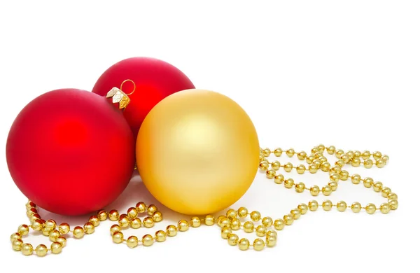 Palle di Natale in oro e rosso — Foto Stock