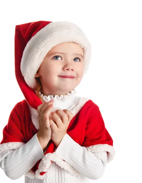 Menina feliz com chapéu de Natal — Fotografia de Stock