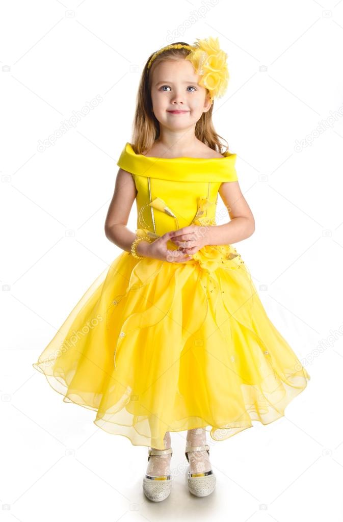 Portrait of cute little girl in princess dress