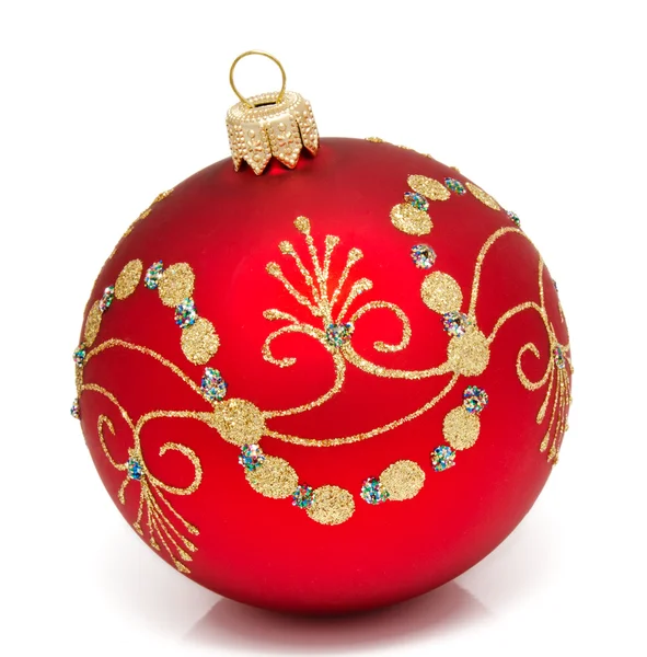 Red christmas ball on a white — Stock Photo, Image