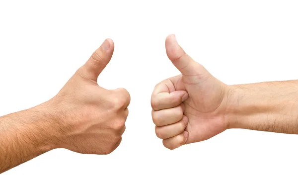 Two male hands with thumbs up ok — Stock Photo, Image