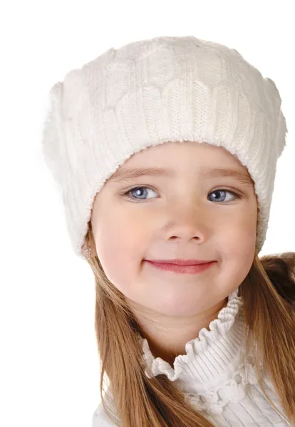 Linda niña en sombrero caliente aislado — Foto de Stock