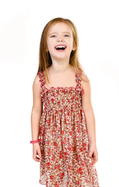 Retrato de rir menina bonito isolado — Fotografia de Stock