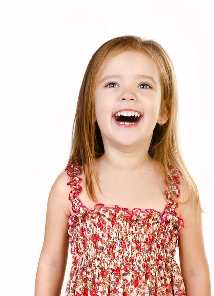 Retrato de rir menina bonito isolado — Fotografia de Stock