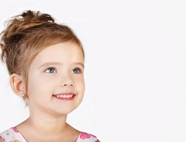 Portrait of smiling cute little girl isolated — Stock Photo, Image