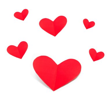 Sevgililer günü tatil kartları kalp kağıttan izole