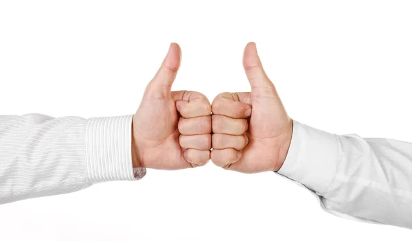 Zwei männliche Hände mit erhobenen Fingern isoliert — Stockfoto