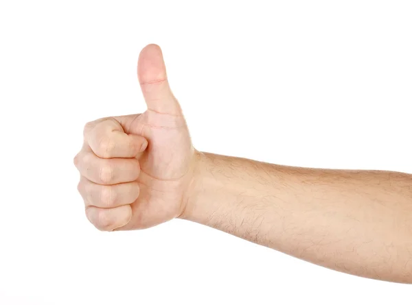 Male hand showing thumbs up sign isolated — Stock Photo, Image