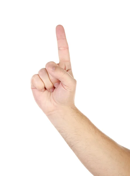 Manlig hand med finger upp isolerade — Stockfoto