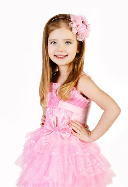 Ritratto di graziosa bambina sorridente in abito da principessa — Foto Stock