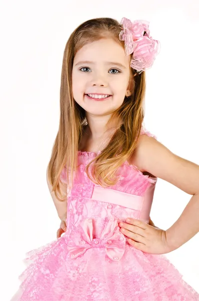 Portrait de mignonne petite fille souriante en robe de princesse — Photo