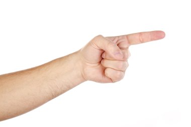 erkek parmak gösteren izole sağ eliyle