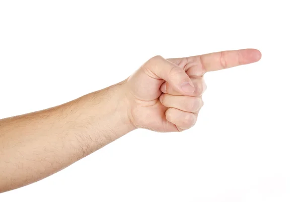 Männliche Hand mit Finger zeigt rechts isoliert — Stockfoto