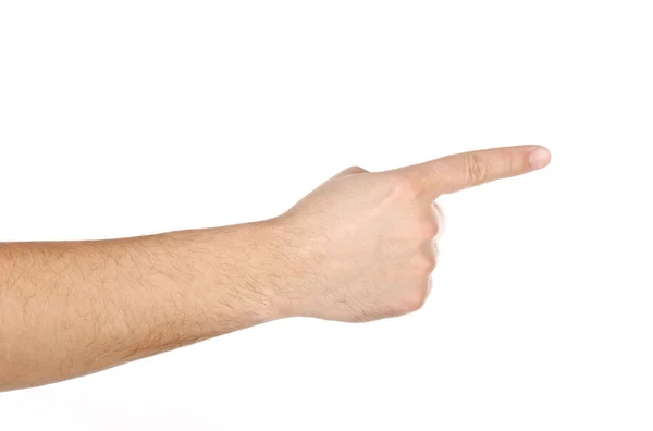 Männliche Hand mit Finger zeigt rechts isoliert — Stockfoto