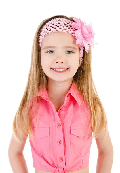 Portrait of smiling cute little girl isolated — Stock Photo, Image