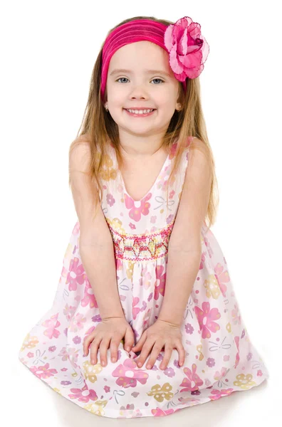 Portrait of cute smiling little girl isolated — Stock Photo, Image