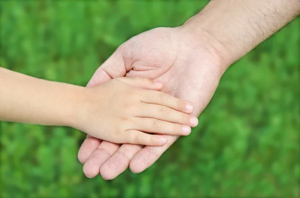 Kind houdt de hand van de vader — Stockfoto