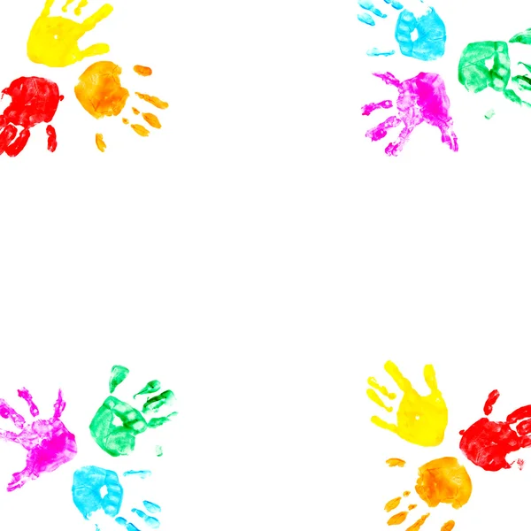 Hand prints of child isolated on a white — Stock Photo, Image