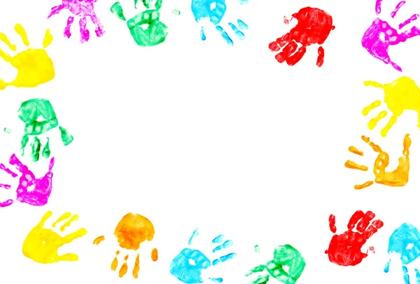 Empreintes de main d'un enfant isolé sur un blanc — Photo