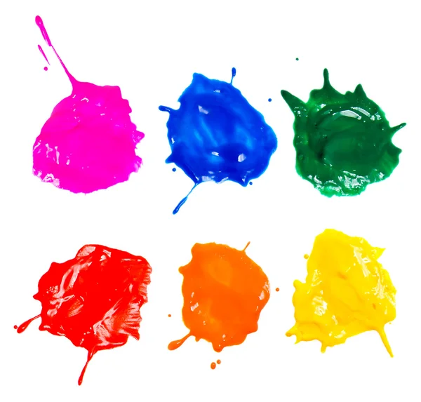 Tiro de pinturas de colores salpicaduras manchas aisladas — Foto de Stock