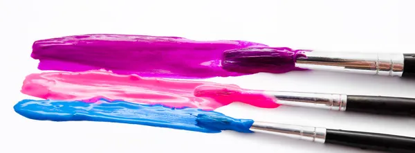 Paint brushes and paint isolated on a white — Stock Photo, Image