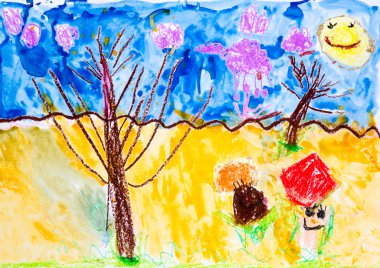 çocuğun çizim boyalar