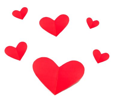 Sevgililer günü tatil kartları kalp kağıttan izole