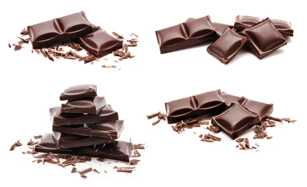 Συλλογή της στοίβας σοκολάτες που απομονώνονται σε λευκό — Stockfoto
