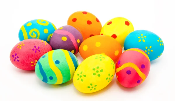 Colorful handmade easter eggs isolated on a white — Stock Photo, Image