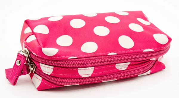 Pink cosmetic bag isolated on a white — Stock Photo, Image