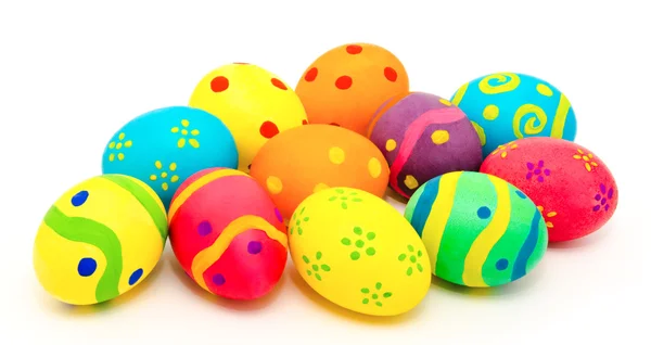 Colorful handmade easter eggs isolated on a white — Stock Photo, Image