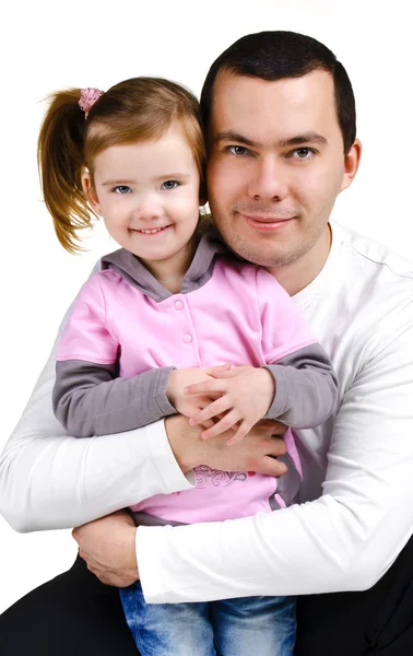 Retrato de pai e filha sorridentes isolados — Fotografia de Stock