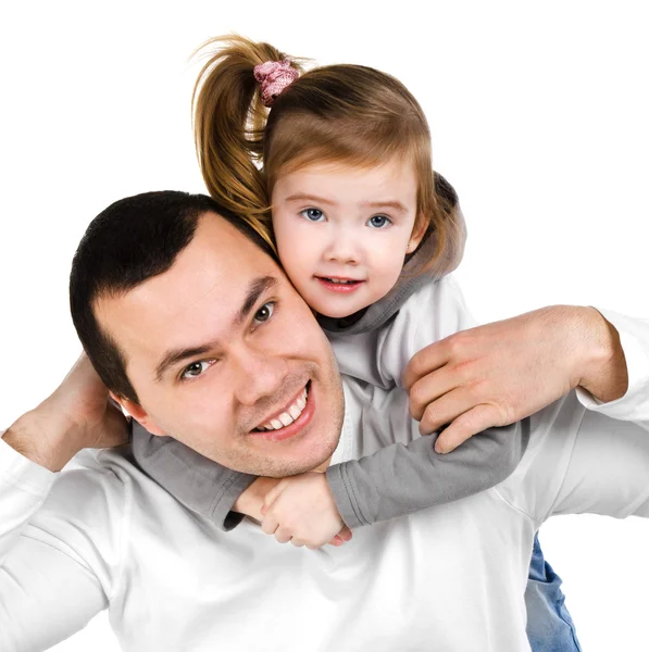 Portrait of smiling father and daughter isolated Stock Image